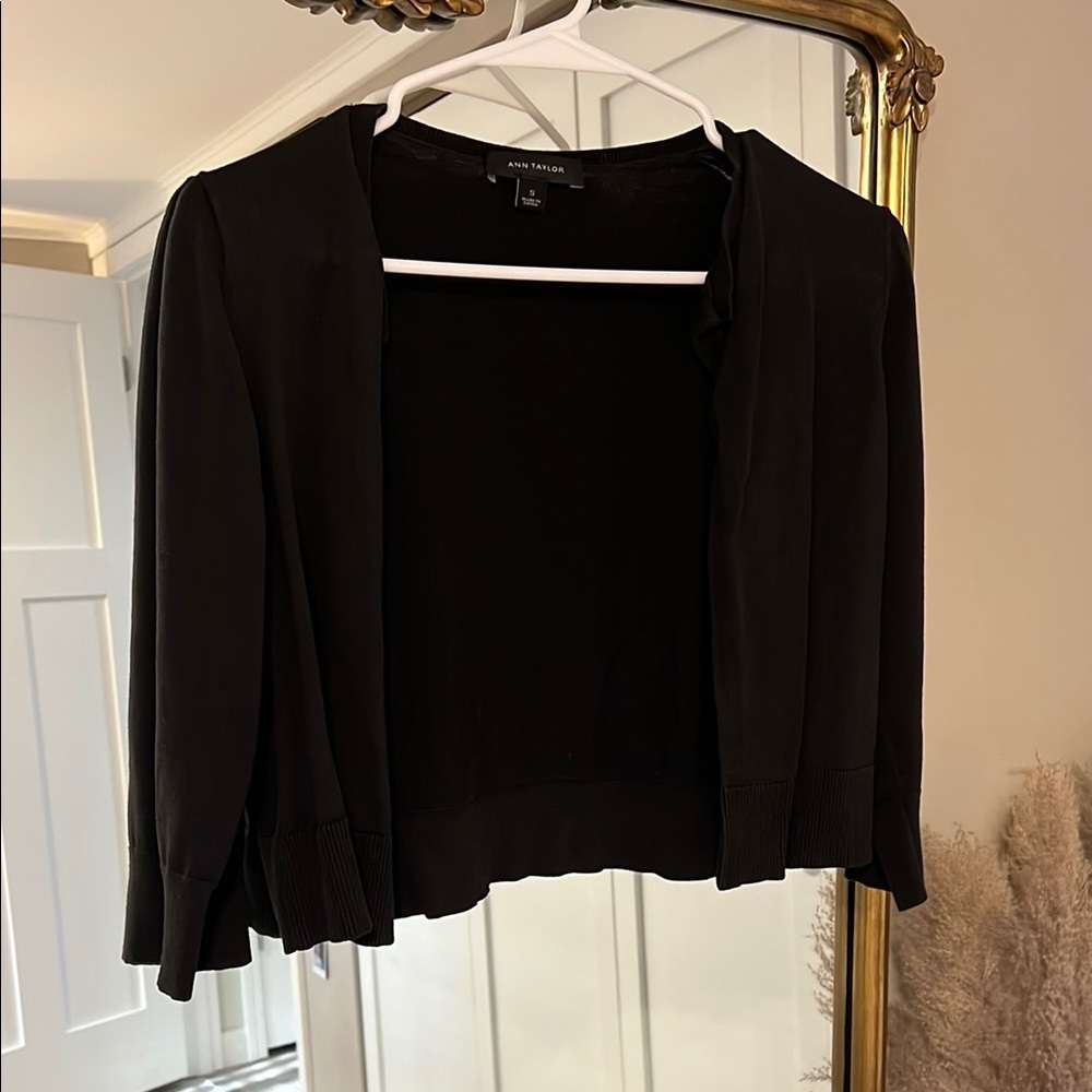 Ann Taylor Classic Black Open Cardigan